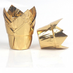 50 tk Ajalehe stiilis tassikoogi muffinivooder K&uuml;psetus&otilde;likindel tass Pulmapeo kassetid Tulbi-Muffin Cupcake Pabertopsi &uuml;mbris 50PCS kuld