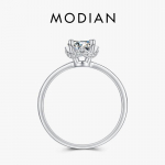 Modian 925 Sterling Silver klassikaline &uuml;mmargune l&auml;bipaistev CZ pulmabr&auml;ndi s&otilde;rmes&otilde;rmused plaatinaga kaetud Statement ehted naistele 5 h&otilde;be
