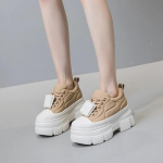 Fujin 10 cm mikrokiust nahast veekindel Punk kontsaga naiste vabaajajalatsid naiste platvormkingad Wedge tossud s&uuml;gise Zapatillas p&auml;ssid 34 must