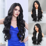 Uued naiste parukad T-osalised pitsist parukad esilet&otilde;stvad laineid k&uuml;lgmised punktid pitsparukad T&auml;ielik peakate Ilukaunistus 70cm 28 Inch must