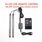 LED-auto jalavalgusti &uuml;mbritsev lamp USB juhtmevaba muusika kaugjuhtimispuldiga mitme režiimiga autode sisekujundusvalgustid 【24】USB RC