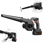 2-&uuml;hes elektriline puhur ja tolmuimeja k&auml;eshoitav tolmuimeja 21 V 2 tk aku 150 MPH 706CFM EU PLUG must