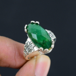 Looduslik smaragd ruudulise l&otilde;ikega v&auml;&auml;riskivi 925 sterlingh&otilde;be avaldus s&otilde;rmus naistele ja t&uuml;drukutele 5 roheline