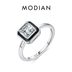 MODIAN 925 h&otilde;bedane elegantne must emailiga tsirkoonist s&otilde;rmes&otilde;rmus igavese armastuse s&otilde;rmus naistele kihlumiseks, peened pulmaehted 5 h&otilde;be