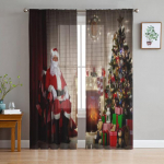 J&otilde;ulukamin J&otilde;ulusokid T&uuml;llkardinad elutoa kaunistamiseks Moodne &scaron;ifoonist Sheer Voile j&otilde;ulukardinad 135W x 114H(cm)