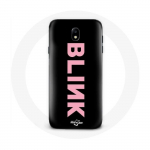 Coque pour Samsung Galaxy J7 2017 Blink Fandom Blackpink Logo Rose Fond Noir