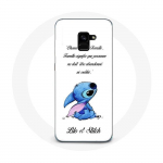 &Uuml;mbris Samsung Galaxy A8 Plus Lilo ja Stitch Ohana Quote White jaoks