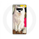 &Uuml;mbris Samsung Galaxy Note 9 T&uuml;rgi kaubiku valgele siniste ja kollaste silmadega kassile