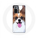 Coque pour Xiaomi Redmi Note 10 Pro &Eacute;pagneul nain continental papillon Chiot Blanc et marron