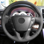 Car Steering Wheel Cover For Nissan Teana Murano Z51 Elgrand Quest 2013 Black Perforated Microfiber Leather w/ Needles & Threads