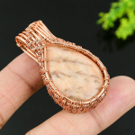 Natural Pink Aragonite Gemstone Handmade Copper Wire Wrap Pendant 1.97 s9i24