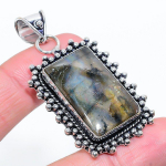 Natural Labradorite Gemstone Handmade 925 Sterling Silver Pendant 2.29 u5e73
