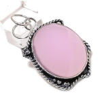 Natural Pink Chalcedony Gemstone Handmade 925 Sterling Silver Pendant 2.01 z9i31