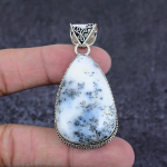 Natural Dendrite Opal Gemstone Handmade 925 Sterling Silver Pendant 2.36 i9n68