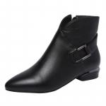 S&uuml;gis- ja talvine terava ninaga madala kontsaga k&uuml;ljet&otilde;mblukuga naiste saapad pluss fliisist l&uuml;hikesed nahast saapad 38