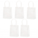 5 tk korduvkasutatav l&auml;bipaistev PVC plastikust kandekott selge k&auml;epidemega ilus kinkekott 16x15x7cm