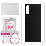 apgo Protective Skin Sticker for the back compatible with Sony Xperia 10 III, Wrap Film, Foil, Vinyl - Pattern Carbon Black