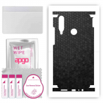 apgo Protective Skin Sticker for the back+sides compatible with Huawei Y6p, Full Wrap Film, Foil, Vinyl - Pattern Black Honeycomb