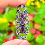 Natural Sage Amethyst Gemstone 925 Sterling Silver Gift Ring Size 9.5 a4c72