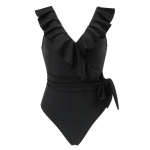 Ruffle &uuml;hes t&uuml;kis naiste ujumistrikoo Ujumisriided Solid supelkost&uuml;&uuml;mid Suvised ujumisriided Push Up V kaelus XLS-suuruses rannapesu Monokini naistele XXL