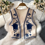 Naiste vintage tikandiga lilleline top, naiste rahvuslik stiil, elegantne peos&auml;rk, naiste suvine, k&otilde;ik sobivad, tank top, retro, t&auml;navariietus One Size aprikoosi