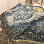 Kodu Dekoratiivne tekk Diivanikaane Kunst Abstraktne Van Goghi T&auml;heline &Ouml;&ouml;&otilde;limaal 90x90cm