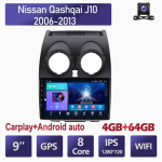 9-tolline Android Carplay Nissan Qashqai J10 2006-2013 autoraadio Multimeedia videopleier GPS-navigatsioon WIFI 4+64GB 4+64GB
