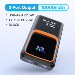 QOOVI 22,5 W akupank 20000 mAh v&auml;lise suure aku mahutavusega PD kiirlaadimine kaasaskantav laadija Powerbank Samsung iPhone Xiaomi jaoks 10000mah must