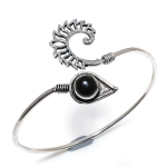 Natural Black Onyx Gemstone 925 Sterling Silver Cuff Bracelet Adjustable u2w59