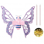 Elektrilised liblika tiivad lehvitavad haldja p&auml;kapikutiivad LED-tuledega Muusika lapsed Kerged lehvitavad tiivad reguleeritavate rihmadega kost&uuml;&uuml;mipidude jaoks roosa