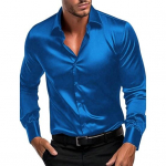 S&uuml;giskevadine meeste s&auml;rk, n&ouml;&ouml;biga allapoole keeratav krae kardigan, pikkade varrukatega, satiinist &otilde;huke, keskmise pikkusega vabaaja s&auml;rk L kuninglik sinine v&auml;rv