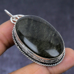 Black Aventurine Gemstone 925 Steling Silver Jewelry Pendant 2.25 y5p32