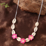 Bohemian Plumeria lillekesta k&auml;sitsi kootud lihtne ripats kaelakee muna lille kaelarihm Choker Beach Boho suve kaelakee ehted 1PC
