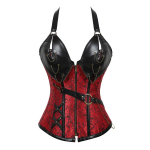 T&auml;iskasvanutele m&otilde;eldud keskaegne viikingite piraadikost&uuml;&uuml;m naiste gooti r&uuml;&uuml;tlikorsett Halloweeni cosplay Steampunk nahast p&auml;itsed vest metallist kuuri XL punane