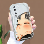 Armas koomiksimustriga kreemjas tekstuuriga korpus Lainelise servaga pehme silikoonkaanega telefoni&uuml;mbris Huawei Honor Infinix Tecno iPhone'i jaoks iPhone 12 Mini puhas