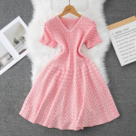Suvised naiste elegantsed mustriga roosad kootud kampsunid, mini-l&uuml;hikesed pullover-kleidid One Size roosa