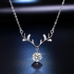 Kogu tee koos teie simuleeritud mozzarella teemant kaelakee ripatsiga naiste moedisain Sense Elk rangluu kett