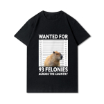 Suured suurused S-5XL Kapibara esipildiga unisex T-s&auml;rgid &uuml;mara kaelusega puuvillased topid vabaaja T-s&auml;rgid L