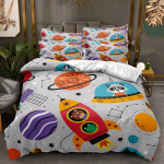 3D Space Cartoon mustriga voodipesukomplekt Kid Boys Beebi tekikate Padjap&uuml;&uuml;r 2/3 tk &uuml;he kaheinimesevoodi kate kingitus Baby 100x135cm