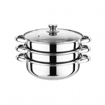 Roostevabast terasest kolmeastmeline aurutamispoti komplekt kaanega Toiduauruti Virnastatav toiduauruti Ruumi s&auml;&auml;stev visuaalne kaane k&auml;epideme disain Mitmeotstarbeline keedupott