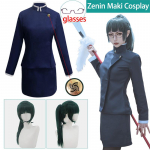 Zenin Maki Cosplay Kost&uuml;&uuml;m Prillid Jujutsu Kaisen Cosplay Kost&uuml;&uuml;m Anime &Uuml;likond Parukas &Uuml;likond Halloweeni Kleit Naistele L-(Costume+Wig)