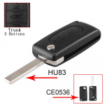 Flip Folding Cae Key Cae t&uuml;hi kest Peugeot 107 207 307 307S 308 407 607 2006 jaoks Citroen C2 C3 C4 C5 C6 C8 jaoks VA2 CE0523 Trunk