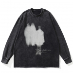 Streetwear Shadows Graafiline Pesemist Must T-s&auml;rk Puuvillane Unisex Suur Suurus Pikkade Varrukatega T-s&auml;rk S
