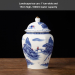 K&otilde;rgekvaliteediline sinine ja valge keraamiline teepurk : Niiskuskindel, Hermeetiliselt suletud, Ideaalne koju v&otilde;i kingituseks