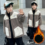 S&uuml;gistalv lapsed soojad &uuml;ler&otilde;ivad poisid t&uuml;drukud jakid lapsed pluss samet pealisriided vabaaja mantlid 150cm kohv