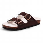 Moodsad Comwarm karvased korgist sussid naistele avatud varbaga korgist sandaalid fliisvoodriga talvised soojad majasussid hubased pl&uuml;&uuml;sist lamedad sandaalid 36