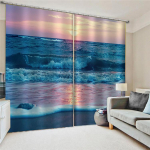 Nature Senery Sunset Beach Sky Sea Tree Aken Rulookardinad Elutoale Lapsed Magamistoa Vannituba K&ouml;&ouml;k Uks Kodukaunistus 2tk W60X150H(cm)x2Pcs&Hook