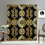 2 tk Euroopa kuldsed retroelemendid kardinad, dekoratiivsed aknakatted, aknakatted magamistoa elutoa sisekujunduseks 150W166H(CM)59x65in&Rod Pocket