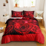 Punane roos tekikoti komplekt King/Queen suurus Pehme luksus Abstraktne lilleline Modernne Kirgas punane Romantiline 2/3 tk Pol&uuml;ester tekkikott 140x200cm 3pcs