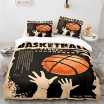 Poiste Korvpalli Voodipesu Komplekt Sporditeema 3D Palliga Tekikott T&auml;is King Suurustele Teismelistele Meestele Mikrofiiber V&otilde;istlusm&auml;ngu Tekikoti Kate 70x133cm 2pcs